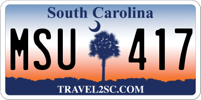 SC license plate MSU417