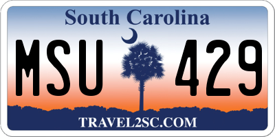 SC license plate MSU429