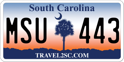 SC license plate MSU443