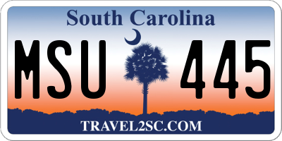 SC license plate MSU445