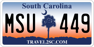 SC license plate MSU449