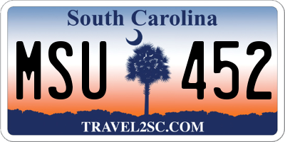 SC license plate MSU452