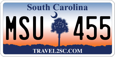 SC license plate MSU455