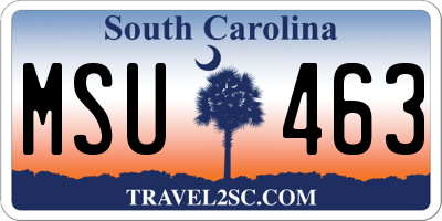SC license plate MSU463