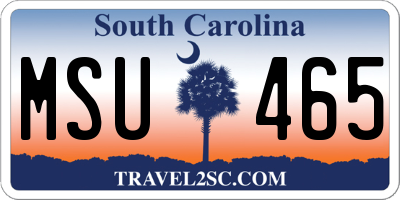 SC license plate MSU465