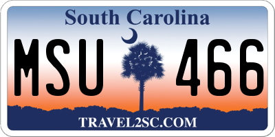 SC license plate MSU466