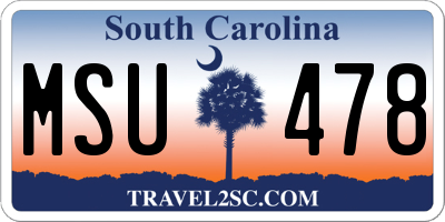 SC license plate MSU478