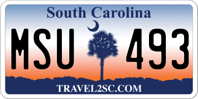 SC license plate MSU493