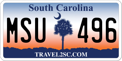SC license plate MSU496