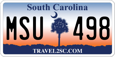 SC license plate MSU498