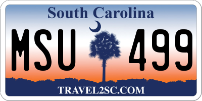 SC license plate MSU499