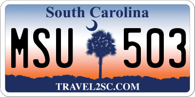 SC license plate MSU503
