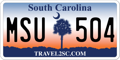 SC license plate MSU504