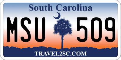 SC license plate MSU509