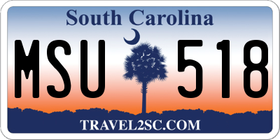 SC license plate MSU518