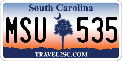 SC license plate MSU535