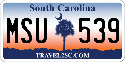 SC license plate MSU539