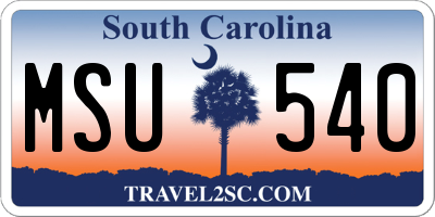 SC license plate MSU540