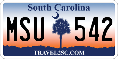 SC license plate MSU542