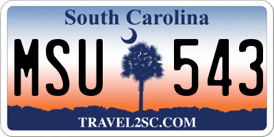 SC license plate MSU543