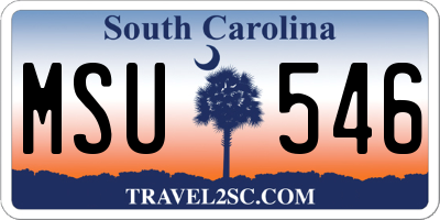 SC license plate MSU546