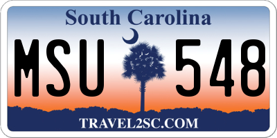 SC license plate MSU548