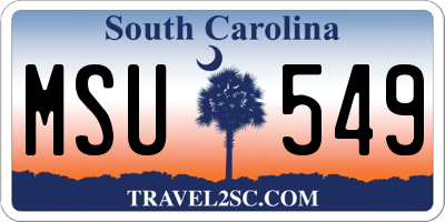 SC license plate MSU549