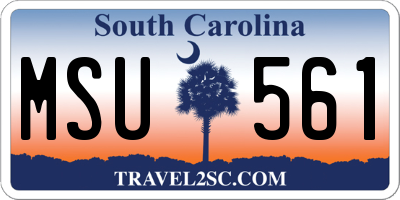 SC license plate MSU561