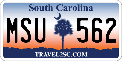 SC license plate MSU562