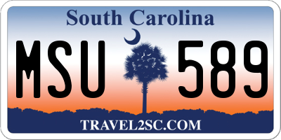 SC license plate MSU589