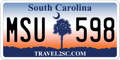 SC license plate MSU598