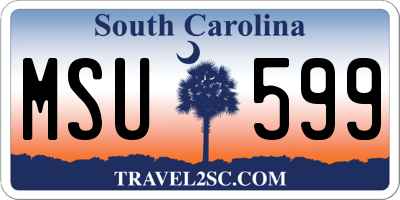 SC license plate MSU599