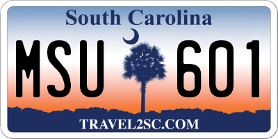 SC license plate MSU601