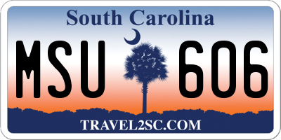SC license plate MSU606