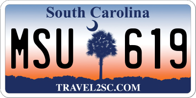 SC license plate MSU619