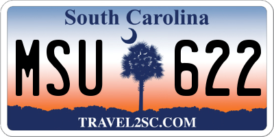 SC license plate MSU622