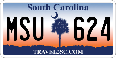 SC license plate MSU624