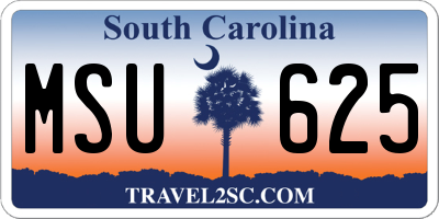 SC license plate MSU625