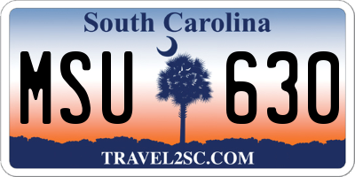 SC license plate MSU630