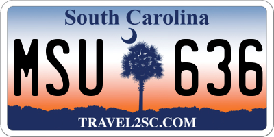 SC license plate MSU636
