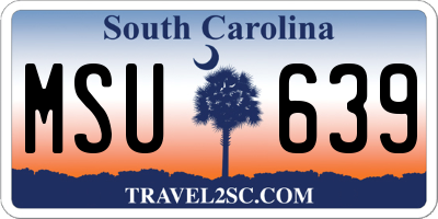 SC license plate MSU639