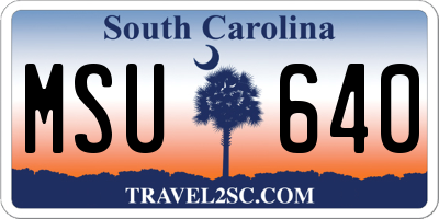 SC license plate MSU640