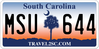 SC license plate MSU644