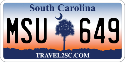 SC license plate MSU649