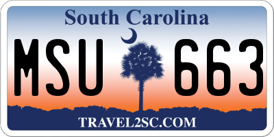 SC license plate MSU663