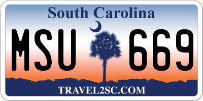 SC license plate MSU669