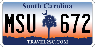 SC license plate MSU672
