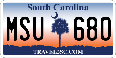 SC license plate MSU680