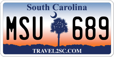 SC license plate MSU689