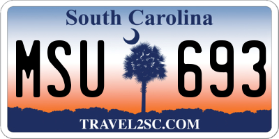 SC license plate MSU693